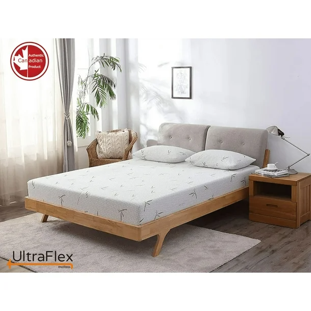 UltraFlex SolidSleep- Canadian-Made FIRM Gel Infused Reversible Comfort With Pressure Relief, Cooling Technology, Bamboo Cover, CertiPUR-US® Certified Foam (Made in Canada)